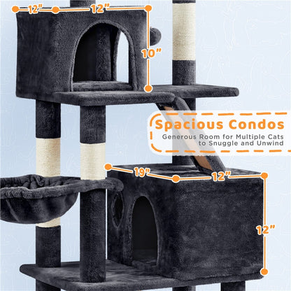 Luxury Multi-Level Cat Tree Tower | Large Condo & Scratching Post Activity Centre