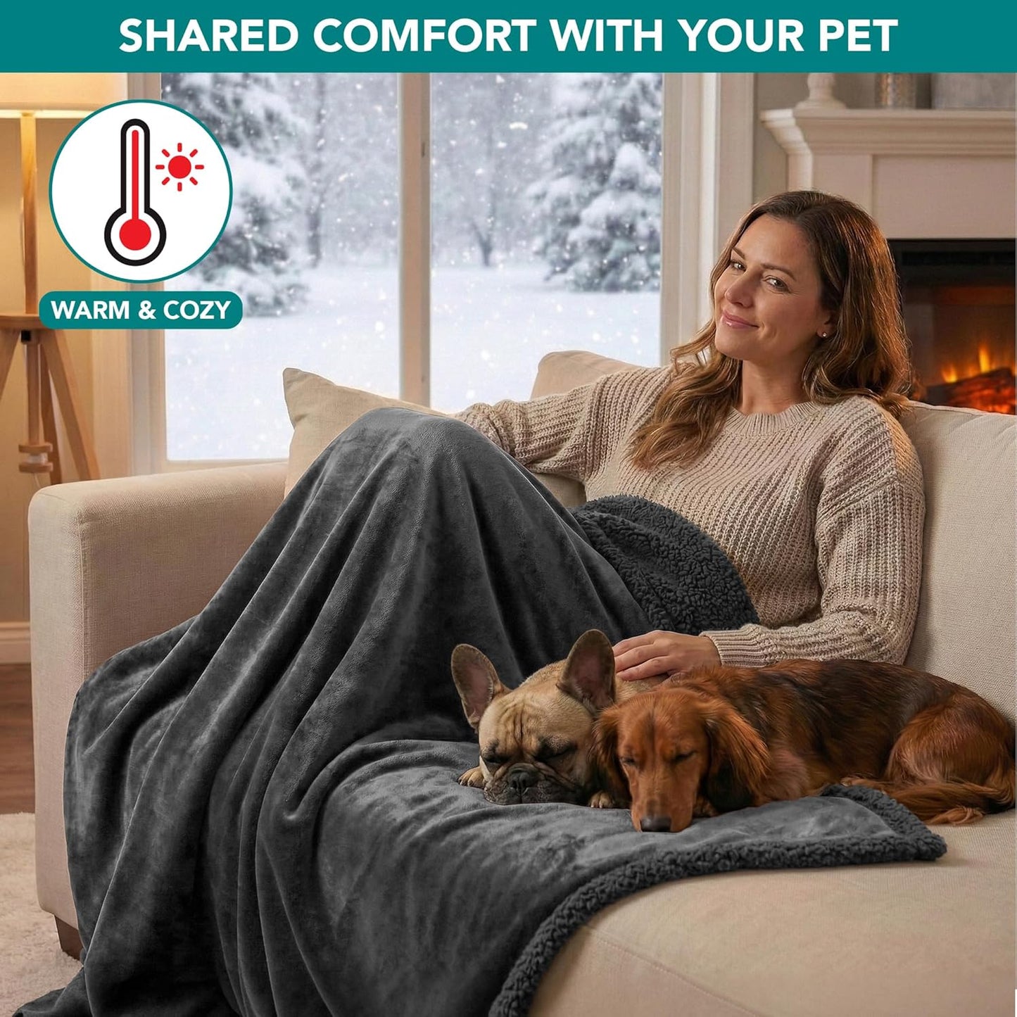Luxury Sherpa Waterproof Pet Blanket | Reversible Couch & Bed Protector for Dogs & Cats