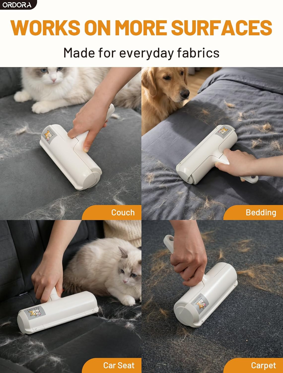 Premium Reusable Pet Hair Remover Roller | Eco-Friendly Lint & Fur Removal Tool | For Dogs, Cats, Furniture, Couches, Bedding & Car Interiors