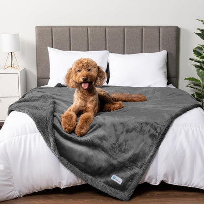 Luxury Sherpa Waterproof Pet Blanket | Reversible Couch & Bed Protector for Dogs & Cats