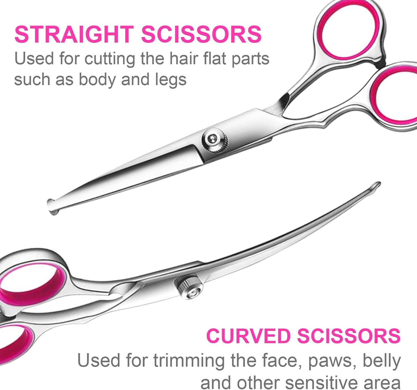 Professional Pet Grooming Scissors Kit | 5-Piece Stainless Steel Shears Set | For Dogs & Cats Home & Salon Grooming