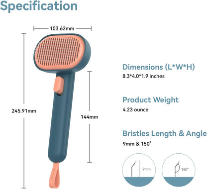 Premium Self-Cleaning Slicker Brush | Skin-Friendly Deshedding Grooming Tool | For Long & Short-Haired Dogs & Cats