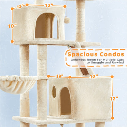 Luxury Multi-Level Cat Tree Tower | Large Condo & Scratching Post Activity Centre