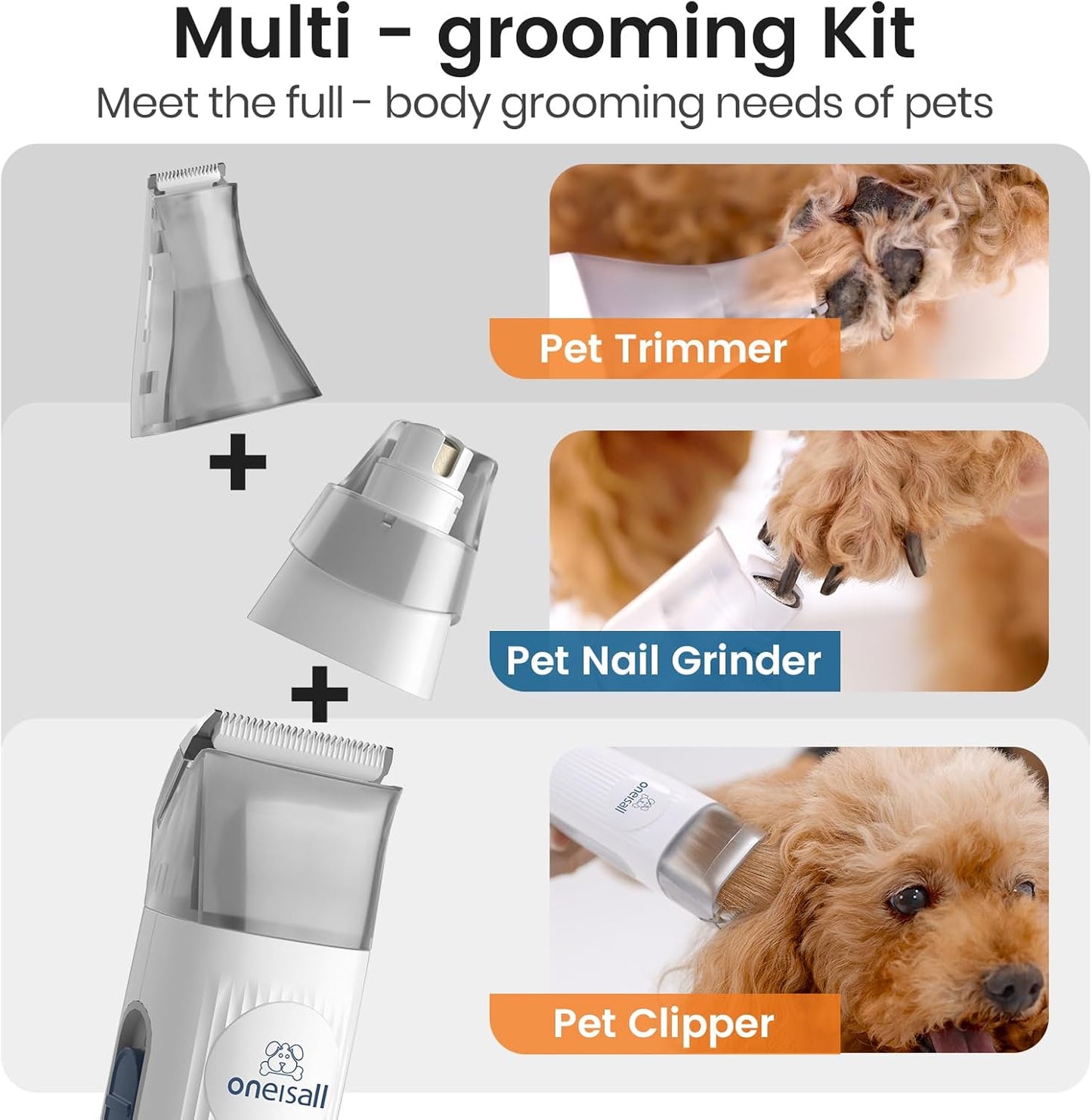 Professional 7-in-1 Pet Grooming Vacuum Kit for Dogs & Cats | Low-Noise Hair Clippers, Deshedding Brush & Nail Grinder | Powerful Grooming Vacuum with Large 1.5L Dust Cup