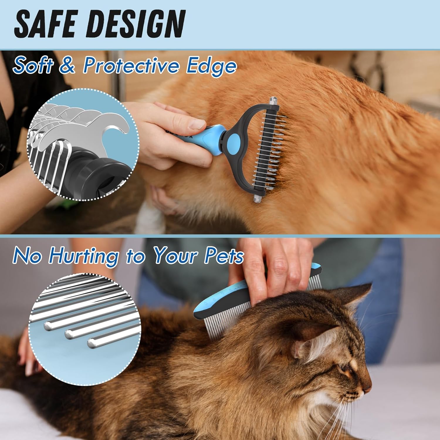 Premium Pet Grooming & Deshedding Kit | Dual Brush & Stainless Steel Detangling Comb | For Dogs & Cats with Long, Thick & Matted Fur