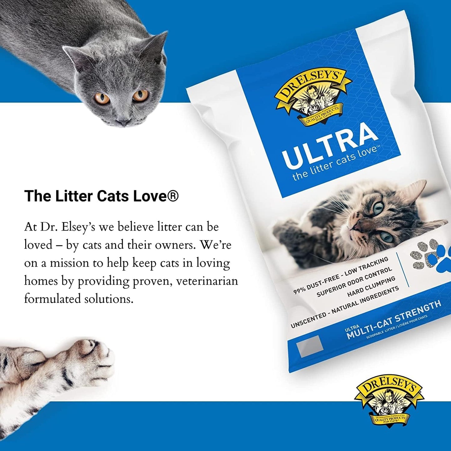 Premium Ultra Unscented Clumping Clay Cat Litter | Superior Odor Control & Easy Scoop | 40 lb Bag