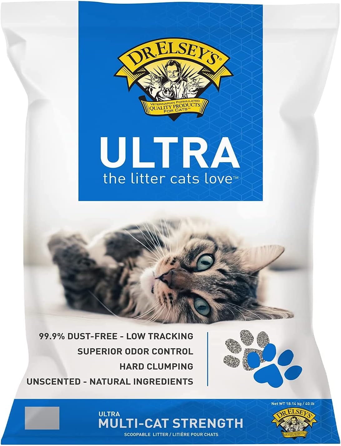 Premium Ultra Unscented Clumping Clay Cat Litter | Superior Odor Control & Easy Scoop | 40 lb Bag
