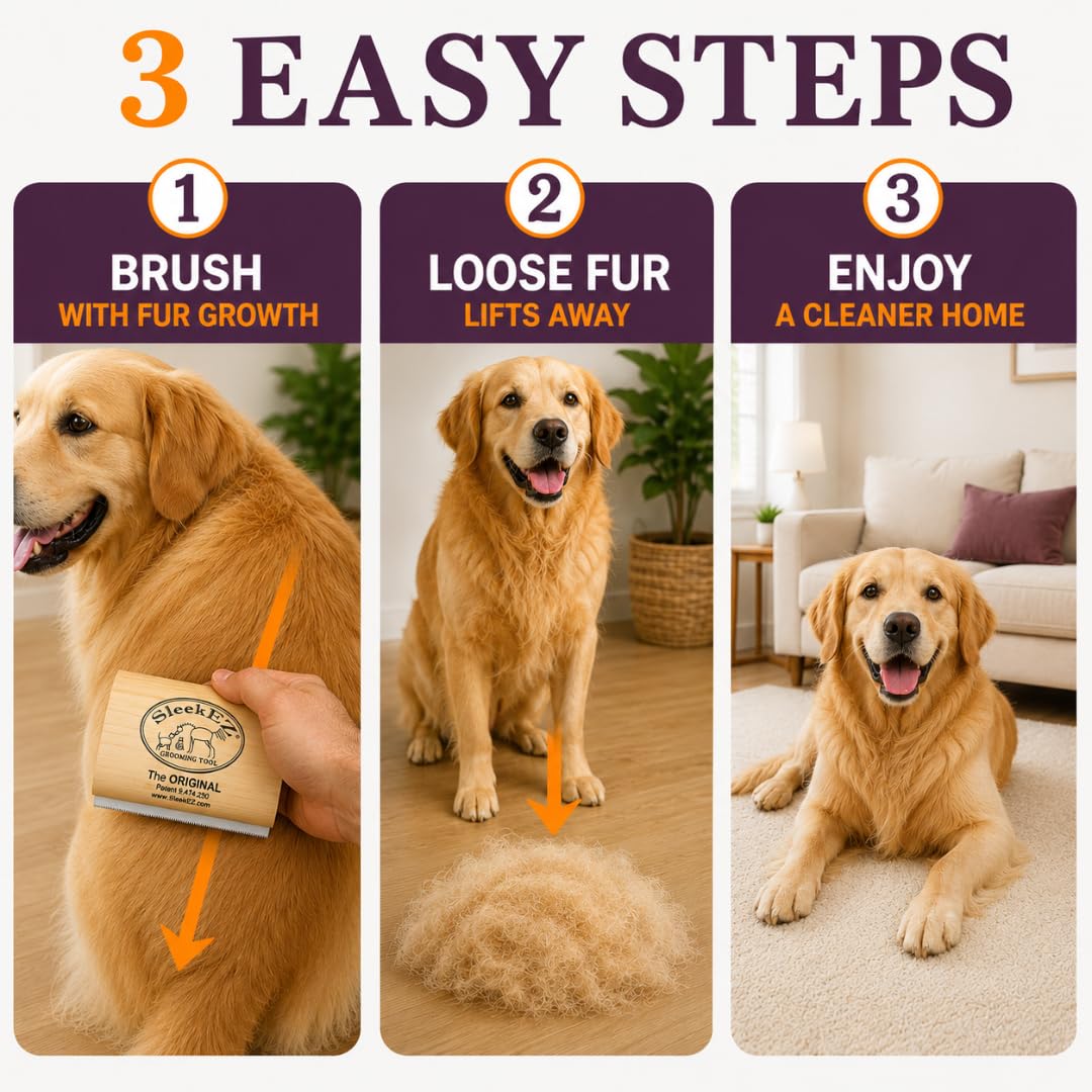 Premium Deshedding Dog Brush | Patented Grooming Tool for Short, Medium & Long Coats | 5-Inch Pet Hair Remover