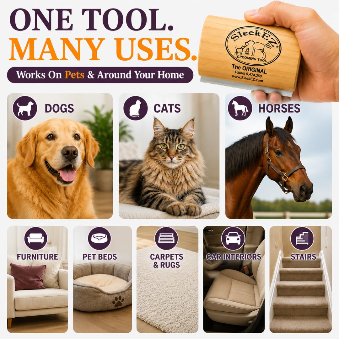 Premium Deshedding Dog Brush | Patented Grooming Tool for Short, Medium & Long Coats | 5-Inch Pet Hair Remover