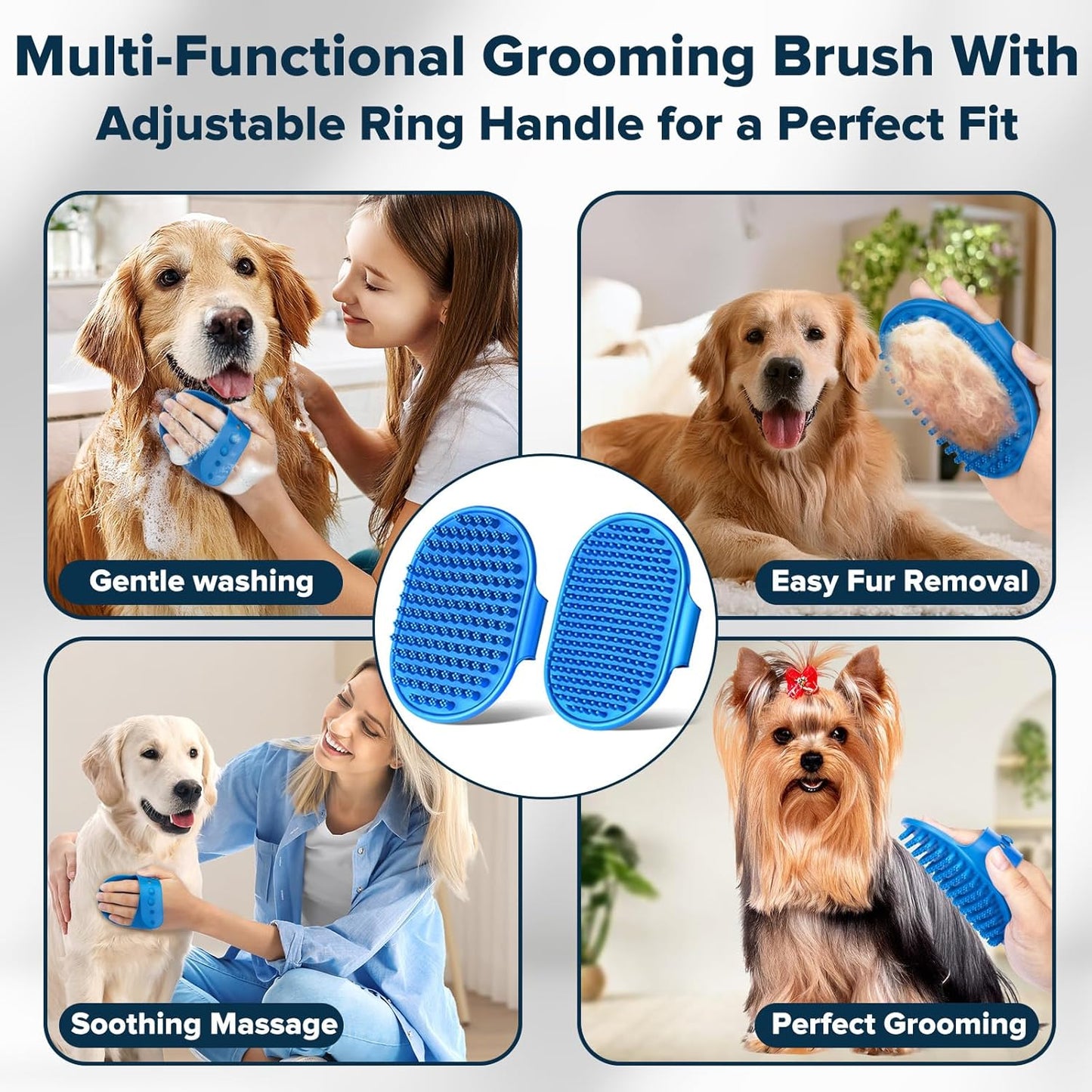 Premium Pet Grooming & Bath Kit | 6-Piece Dog & Cat Washing, Brushing & Grooming Set | For At-Home Spa Care