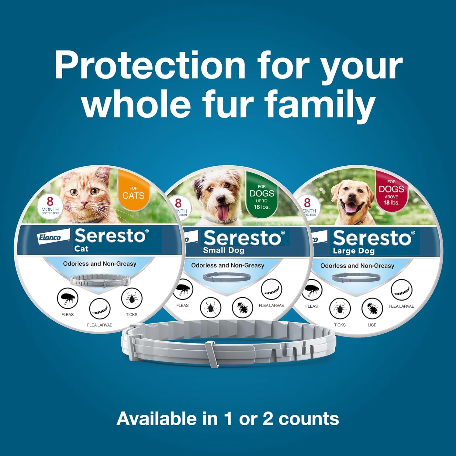 Seresto Flea & Tick Collar for Large Dogs | 8-Month Protection & Prevention | For Dogs Over 18 lbs