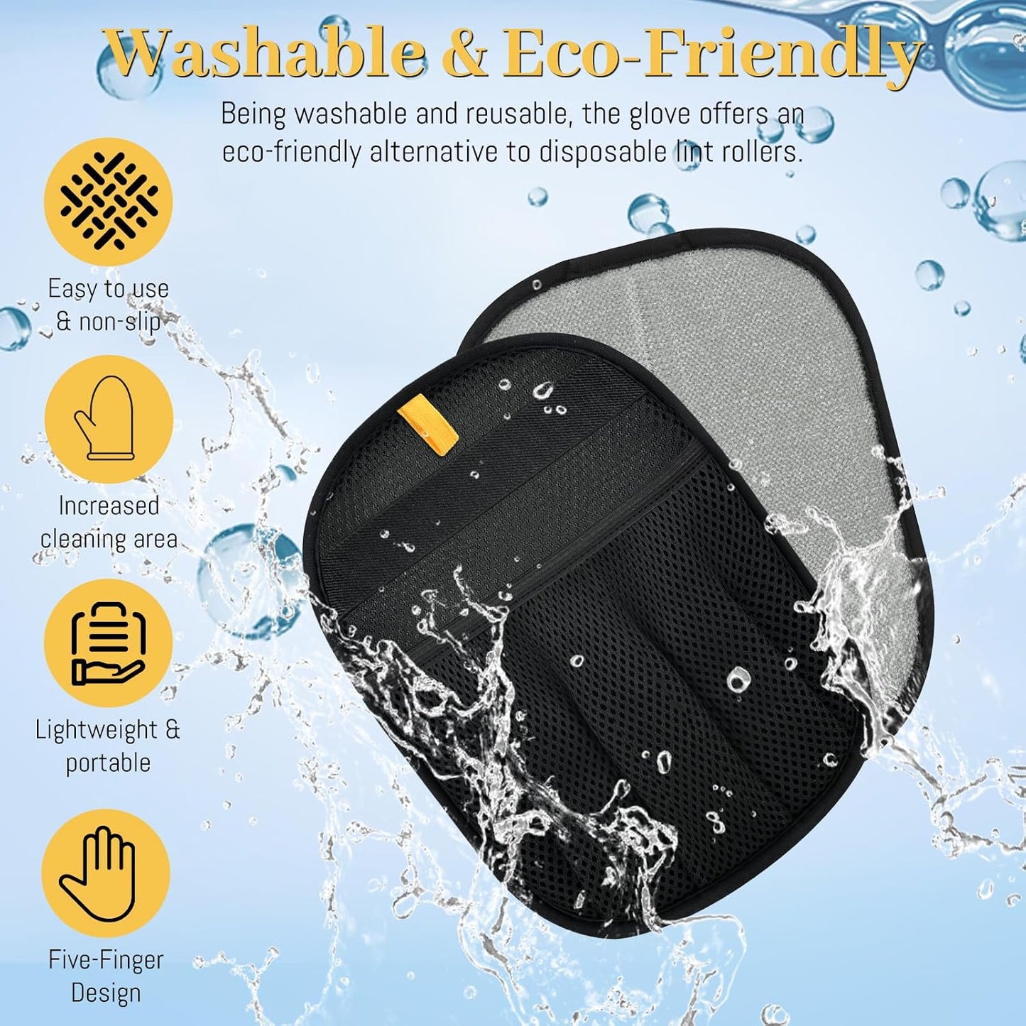 Premium Pet Hair Removal Grooming Glove | Reusable 5-Finger Deshedding Mitt | For Dogs, Cats, Furniture & Car Interiors