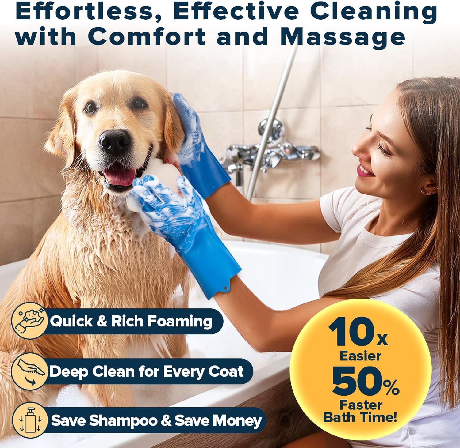 Premium Pet Grooming & Bath Kit | 6-Piece Dog & Cat Washing, Brushing & Grooming Set | For At-Home Spa Care