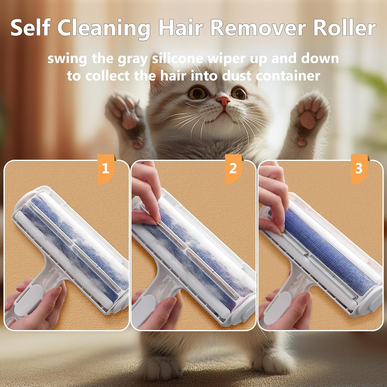 Premium Reusable Pet Hair Remover Roller | Self-Cleaning Lint & Fur Removal Tool | For Furniture, Couches, Carpets & Bedding