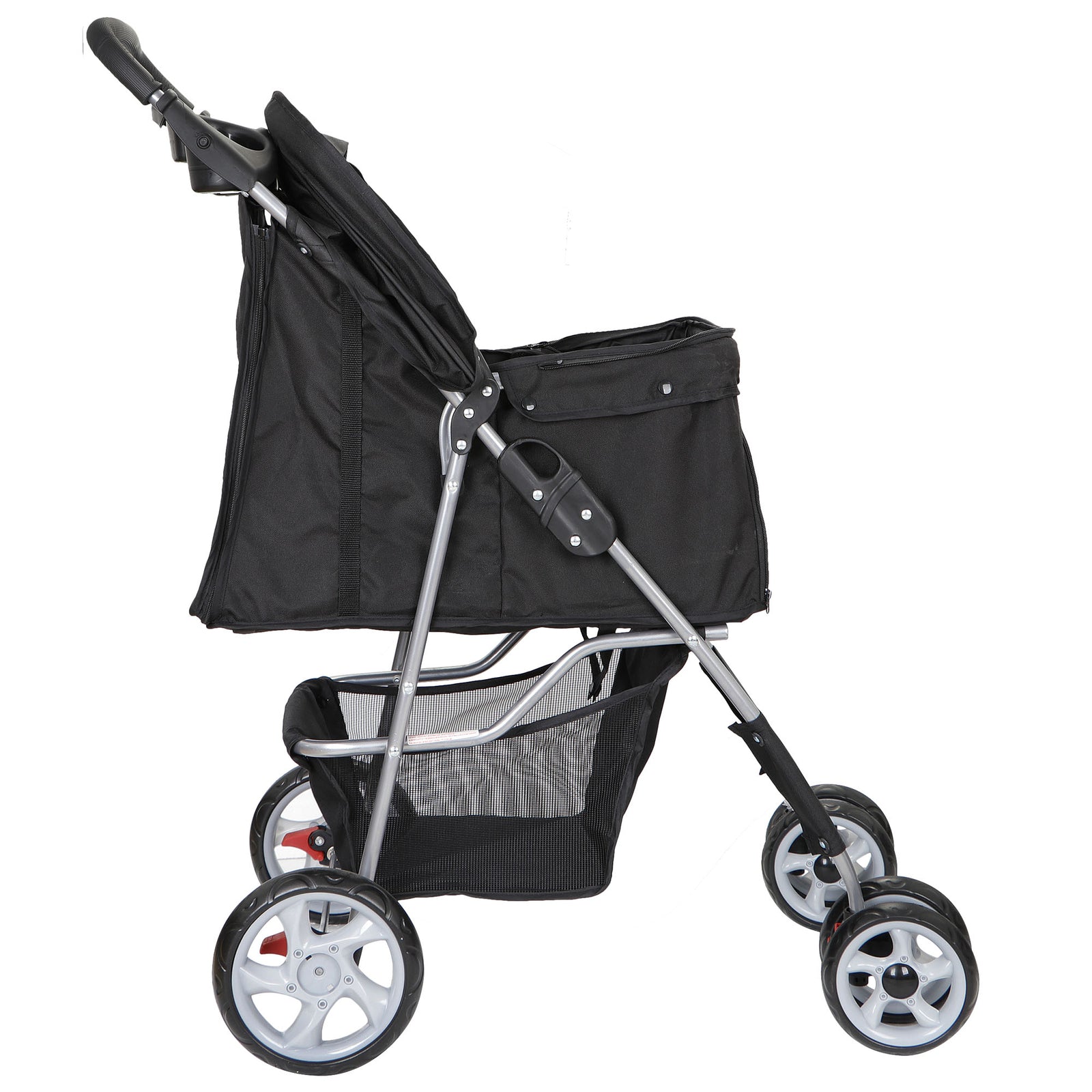 Premium Pet Stroller | Four-Wheel Comfort Carrier with Storage Basket for Dogs & Cats