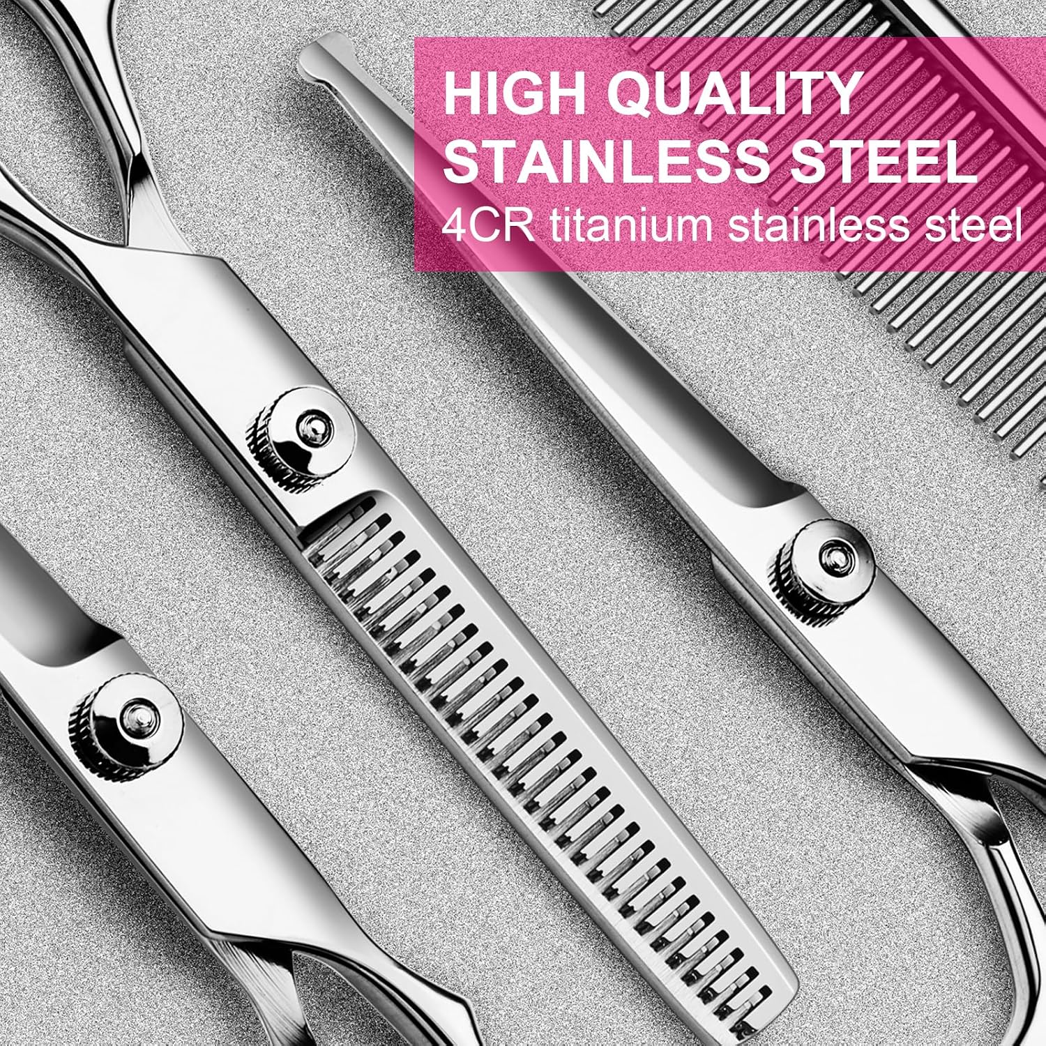 Professional Pet Grooming Scissors Kit | 5-Piece Stainless Steel Shears Set | For Dogs & Cats Home & Salon Grooming