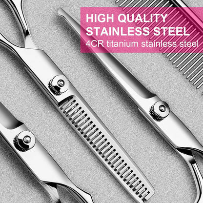 Professional Pet Grooming Scissors Kit | 5-Piece Stainless Steel Shears Set | For Dogs & Cats Home & Salon Grooming