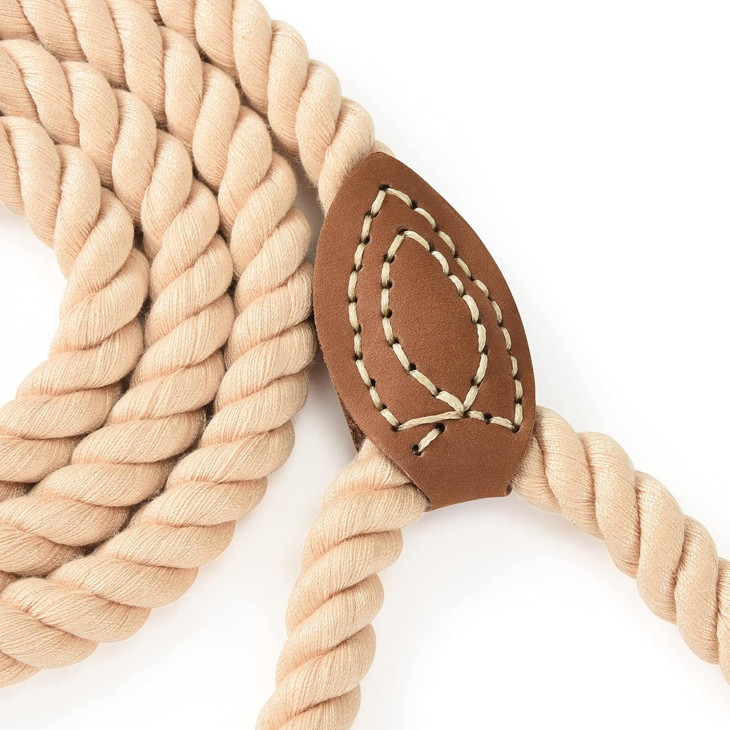 Premium Braided Cotton Dog Leash | Genuine Leather Trim & Heavy-Duty Metal Clasp | Everyday Walking & Training