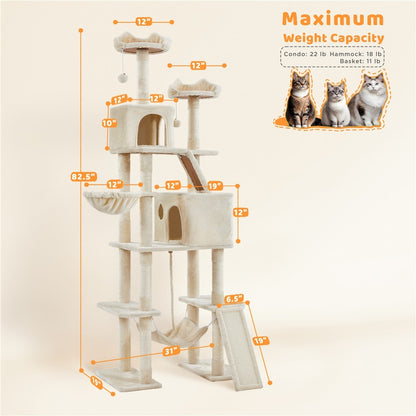 Luxury Multi-Level Cat Tree Tower | Large Condo & Scratching Post Activity Centre