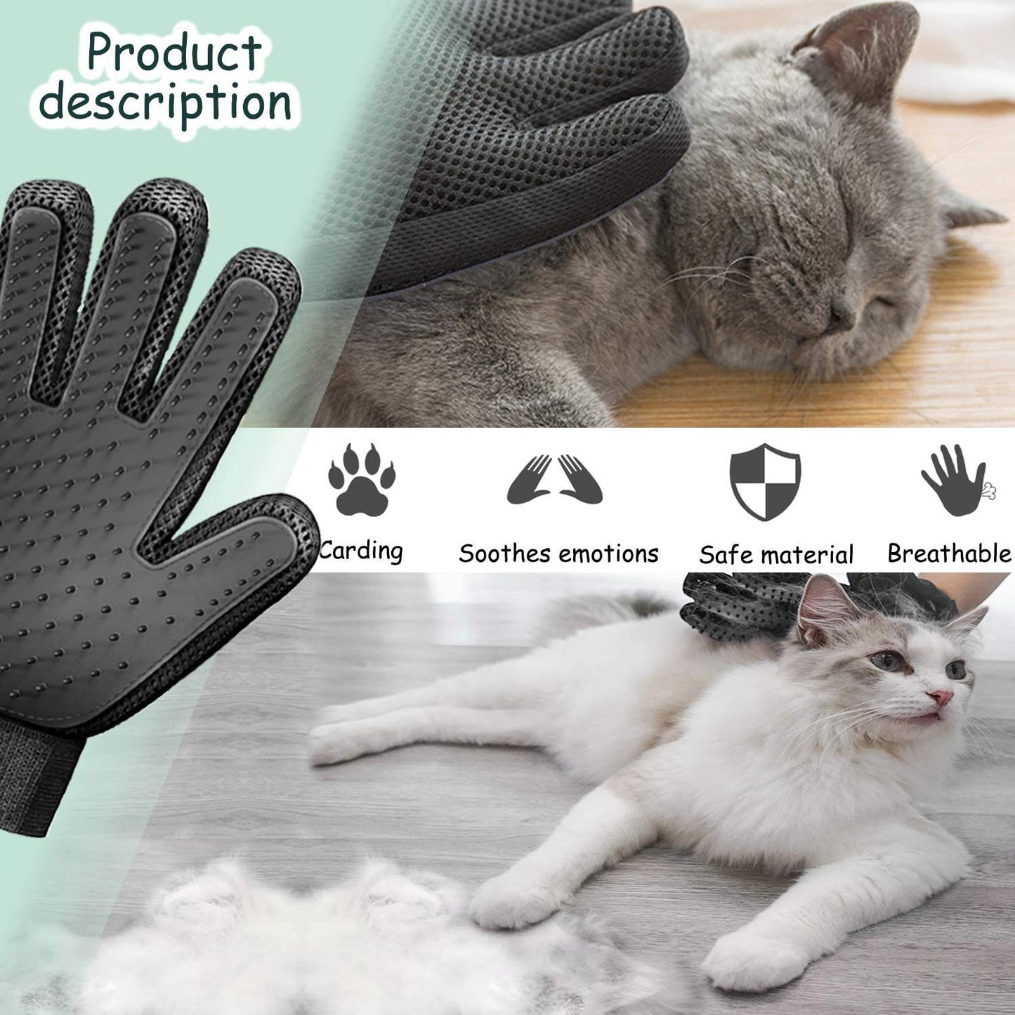 Luxury Pet Grooming Glove | Gentle Deshedding & Coat Care for Dogs, Cats & Horses