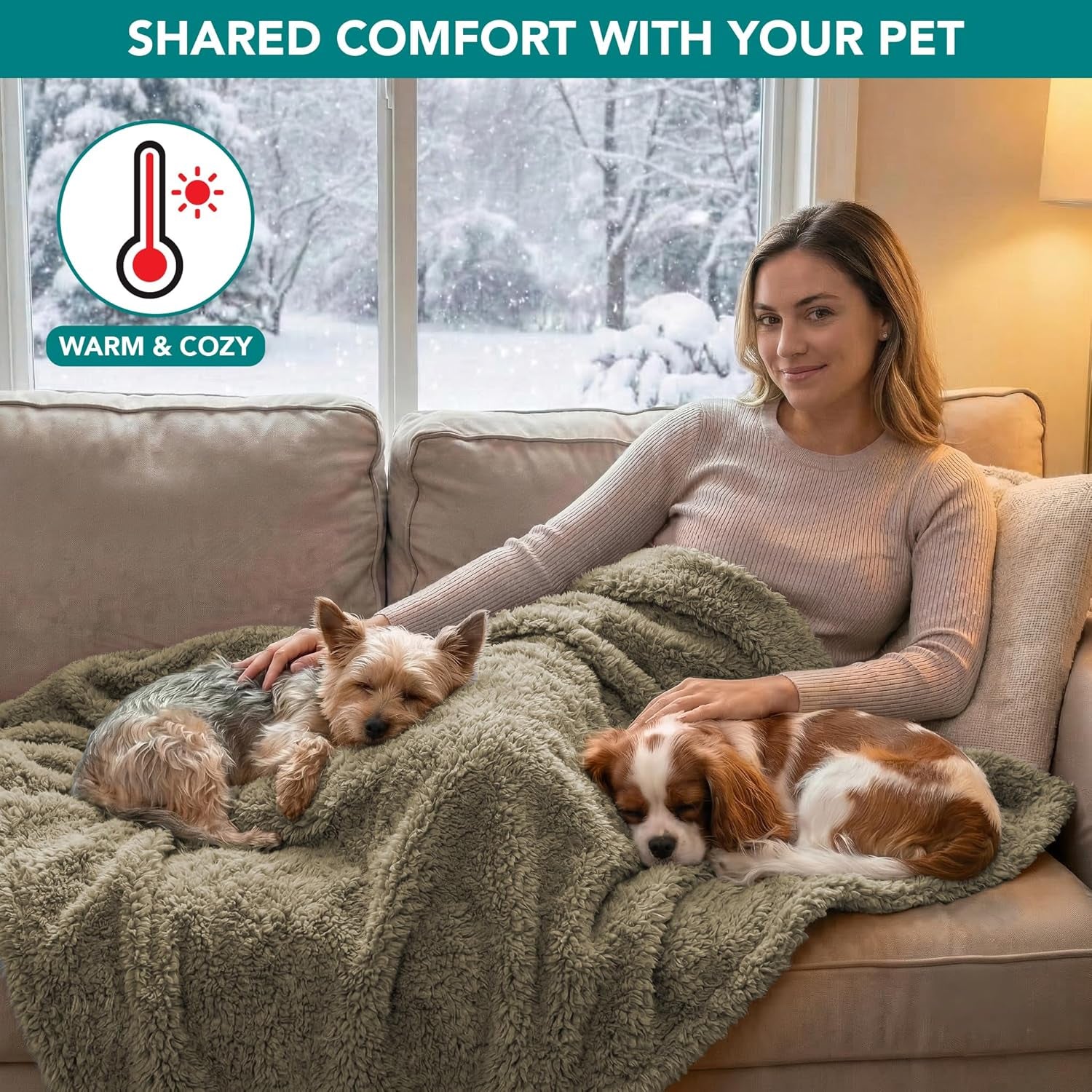 Luxury Waterproof Sherpa Pet Blanket | Reversible Comfort Throw for Dogs & Cats