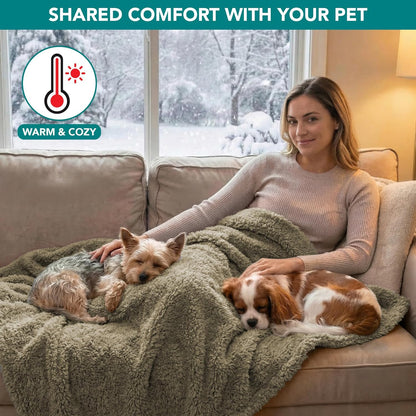 Luxury Waterproof Sherpa Pet Blanket | Reversible Comfort Throw for Dogs & Cats