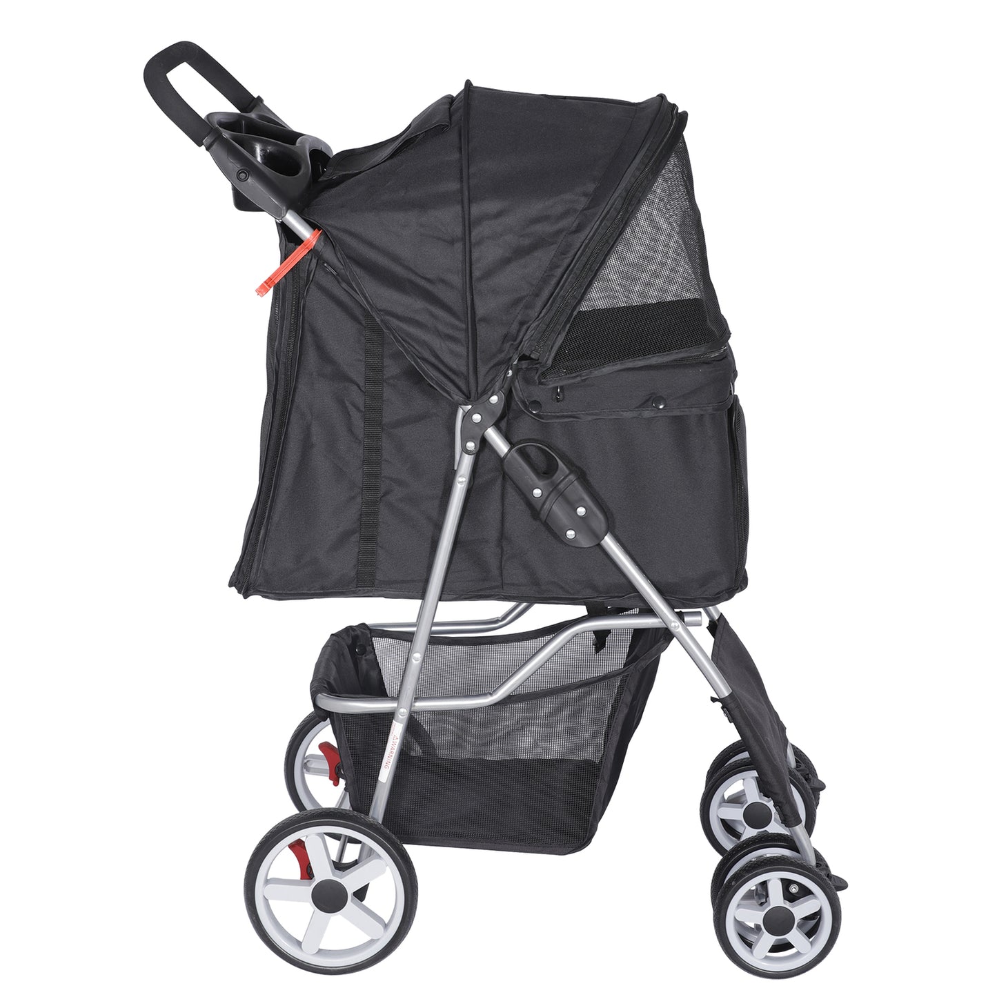 Premium Pet Stroller | Four-Wheel Comfort Carrier with Storage Basket for Dogs & Cats